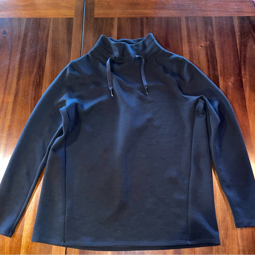 SPANX Black Funnel Neck Sweatshirt Hoodie Medium